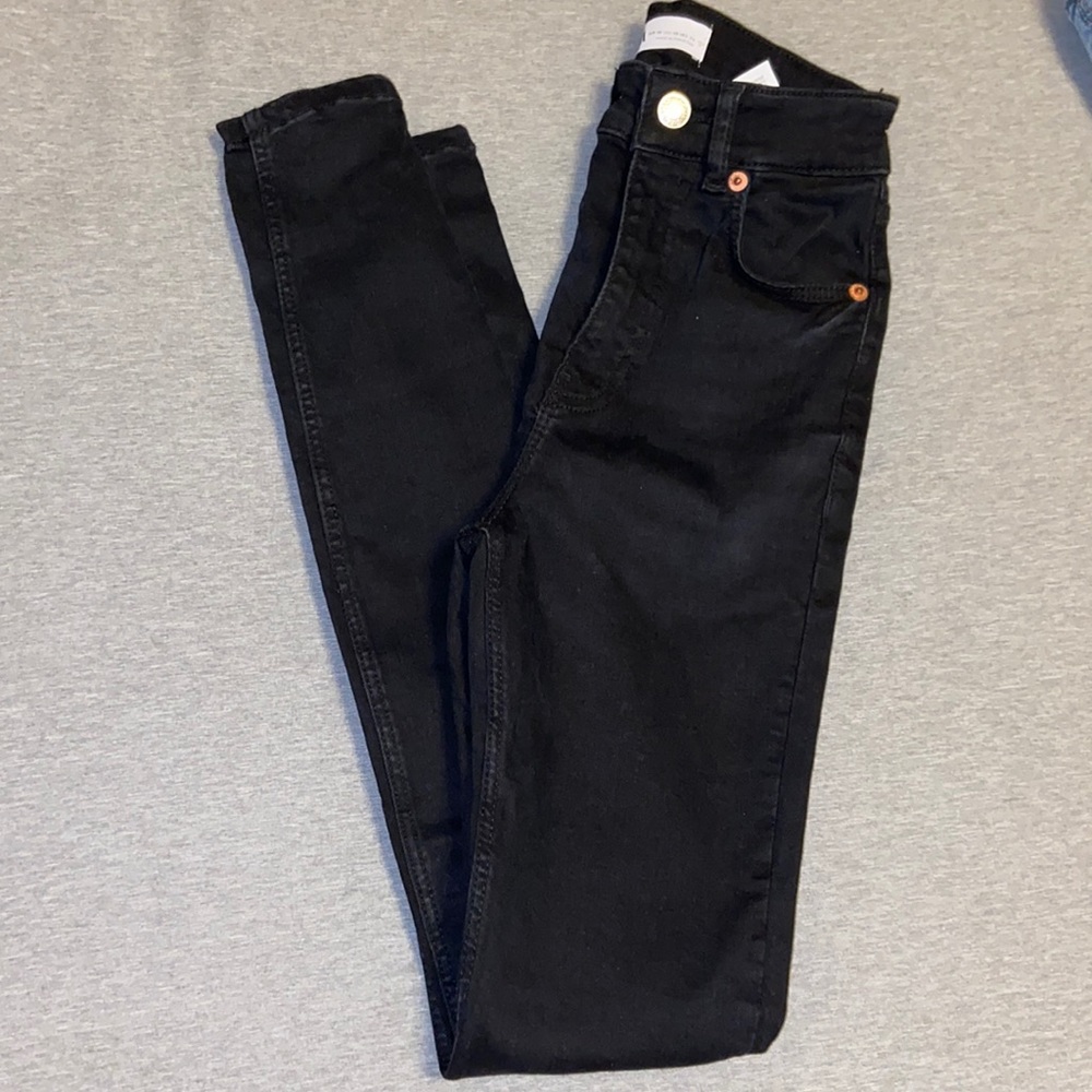 Zara Black long skinny high waisted jean stretchy